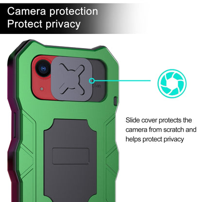 For iPhone 13 Camshield Shockproof Life Waterproof Dustproof Metal Case with Holder(Green) - iPhone 13 Cases by buy2fix | Online Shopping UK | buy2fix