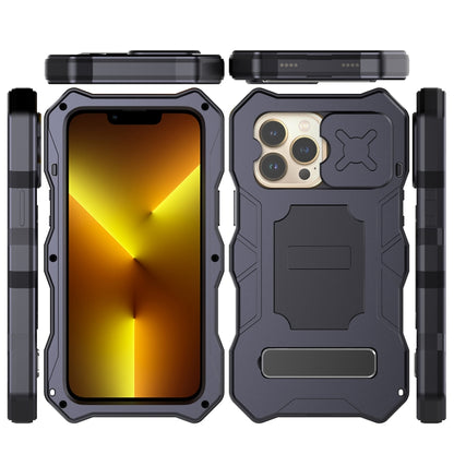 For iPhone 13 Pro Camshield Shockproof Life Waterproof Dustproof Metal Case with Holder (Black) - iPhone 13 Pro Cases by buy2fix | Online Shopping UK | buy2fix