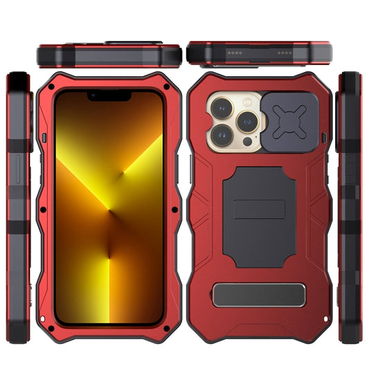 For iPhone 13 Pro Max Camshield Shockproof Life Waterproof Dustproof Metal Case with Holder (Red) - iPhone 13 Pro Max Cases by buy2fix | Online Shopping UK | buy2fix
