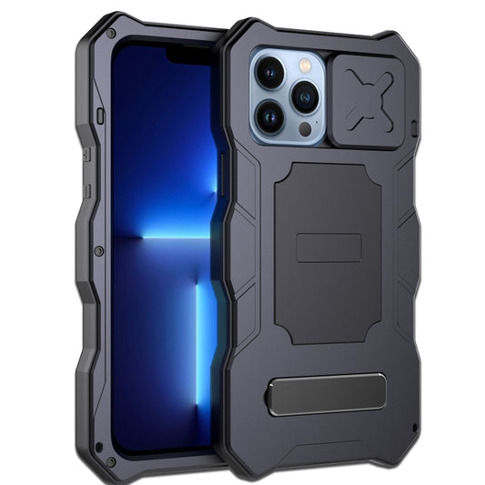 For iPhone 12 / 12 Pro Camshield Shockproof Life Waterproof Dustproof Metal Case with Holder(Black) - iPhone 12 / 12 Pro Cases by buy2fix | Online Shopping UK | buy2fix