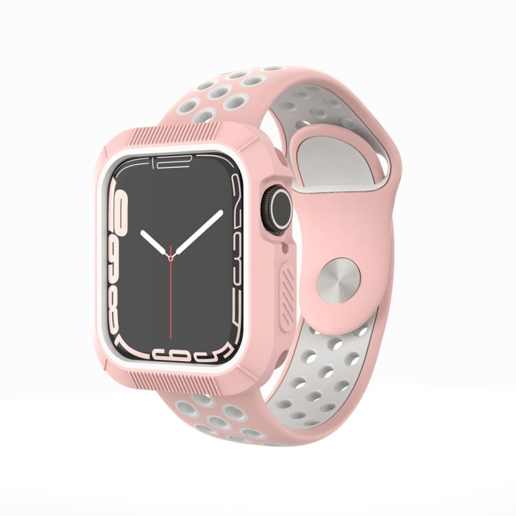 Shockproof PC Protective Case For Apple Watch Series 9 / 8 / 7 41mm(Pink + White) by buy2fix