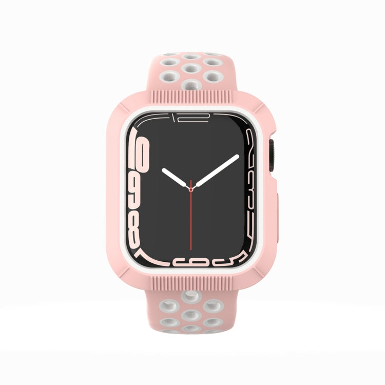 Shockproof PC Protective Case For Apple Watch Series 9 / 8 / 7 41mm(Pink + White) by buy2fix