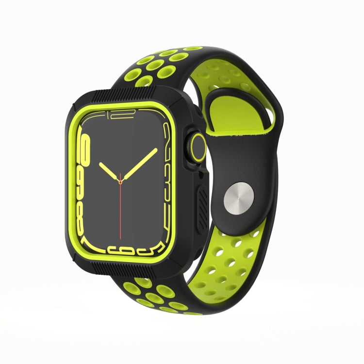 Shockproof PC Protective Case For Apple Watch Series 9 / 8 / 7 45mm(Black + Yellow) by buy2fix