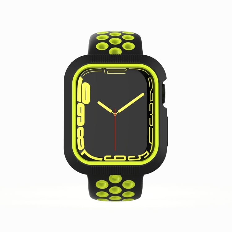 Shockproof PC Protective Case For Apple Watch Series 9 / 8 / 7 45mm(Black + Yellow) by buy2fix