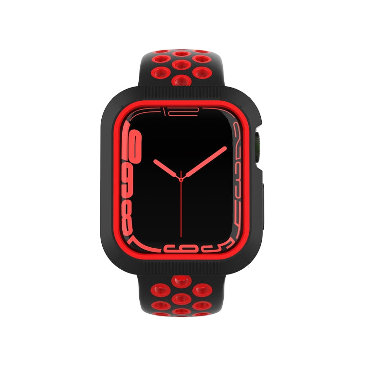 Shockproof PC Protective Case For Apple Watch Series 9 / 8 / 7 45mm(Black + Red) by buy2fix