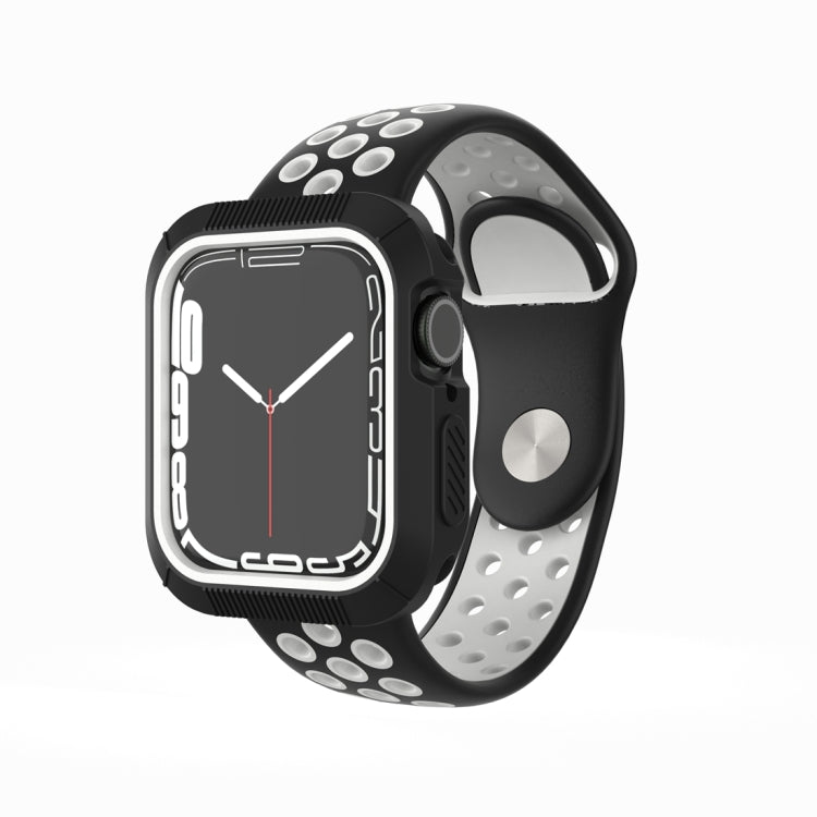Shockproof PC Protective Case For Apple Watch Series 9 / 8 / 7 45mm(Black + White) by buy2fix