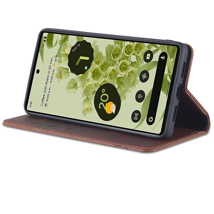 For Google Pixel 6 AZNS Magnetic Calf Texture Horizontal Flip Phone Leather Case(Dark Brown) - Google Cases by AZNS | Online Shopping UK | buy2fix