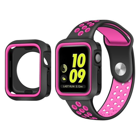 Two-color Shockproof Protective Case For Apple Watch Series 9 / 8 / 7 45mm(Black Pink) by buy2fix