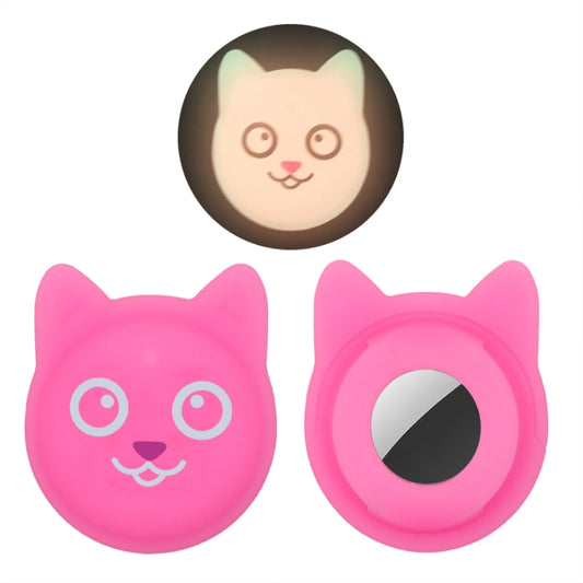 Hanhan Smile Cute Cartoon Pet Collar Anti-lost Tracker Silicone Case For AirTag(Fluorescent Pink) - Pet Series by Mutural | Online Shopping UK | buy2fix