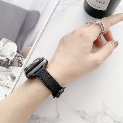 Litchi Texture Slimming Strap Watch Band For Apple Watch Series 9&8&7 41mm / SE 3&SE 2&6&SE&5&4 40mm / 3&2&1 38mm(Grey) by buy2fix