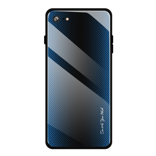 For iPhone SE 2022 / SE 2020 / 8 / 7 Texture Gradient Glass Protective Case(Blue)