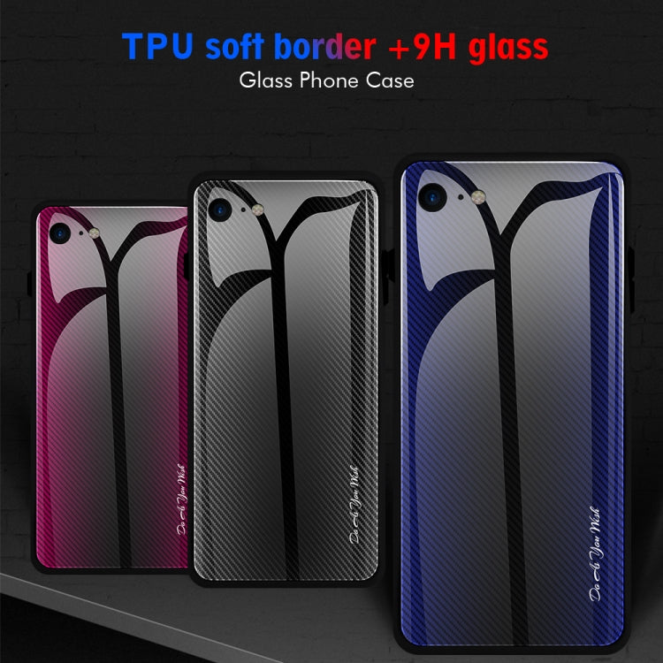 For iPhone SE 2022 / SE 2020 / 8 / 7 Texture Gradient Glass Protective Case(Blue) - iPhone SE 2022 / 2020 / 8 / 7 Cases by LC.IMEEKE | Online Shopping UK | buy2fix