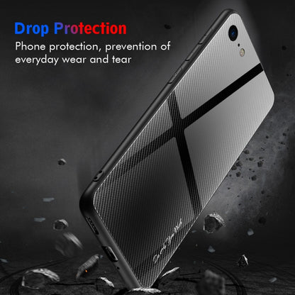 For iPhone SE 2022 / SE 2020 / 8 / 7 Texture Gradient Glass Protective Case(Blue) - iPhone SE 2022 / 2020 / 8 / 7 Cases by LC.IMEEKE | Online Shopping UK | buy2fix