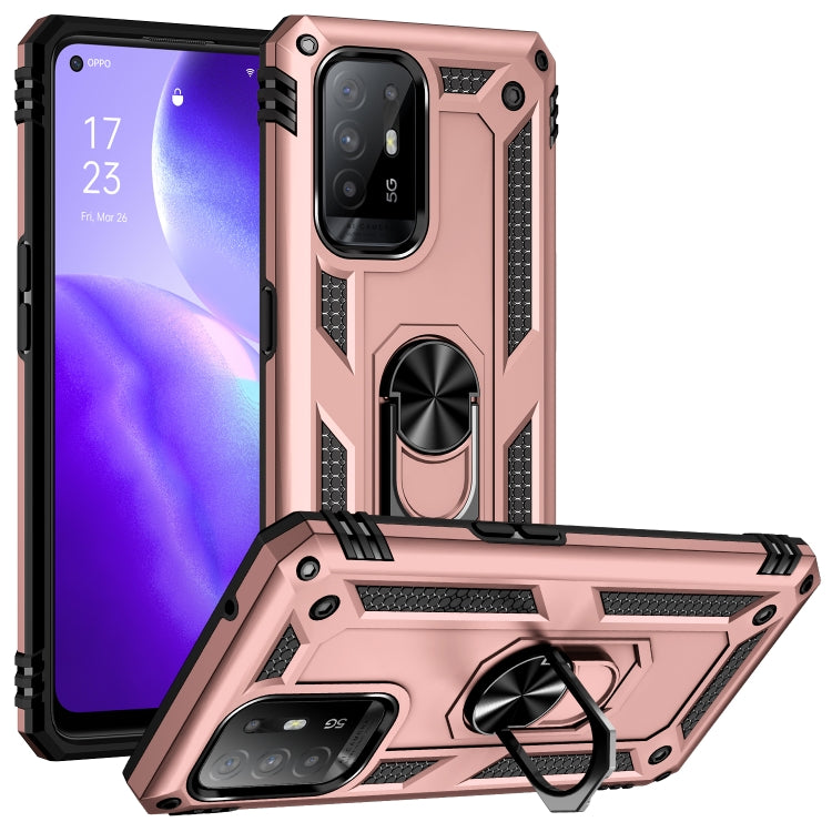 For OPPO Reno5 Z Shockproof TPU + PC Phone Protective Case with 360 Degree Rotating Holder(Rose Gold) by buy2fix
