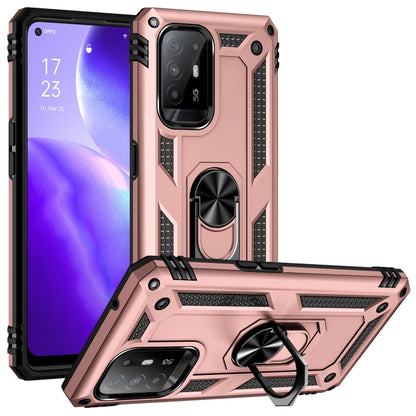 For OPPO Reno5 Z Shockproof TPU + PC Phone Protective Case with 360 Degree Rotating Holder(Rose Gold) by buy2fix
