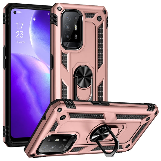 For OPPO Reno5 Z Shockproof TPU + PC Phone Protective Case with 360 Degree Rotating Holder(Rose Gold) by buy2fix