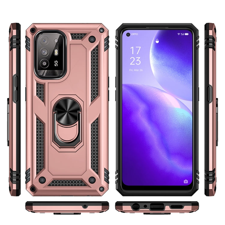 For OPPO Reno5 Z Shockproof TPU + PC Phone Protective Case with 360 Degree Rotating Holder(Rose Gold) by buy2fix
