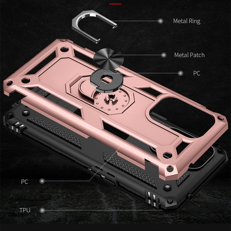 For OPPO Reno5 Z Shockproof TPU + PC Phone Protective Case with 360 Degree Rotating Holder(Rose Gold) by buy2fix