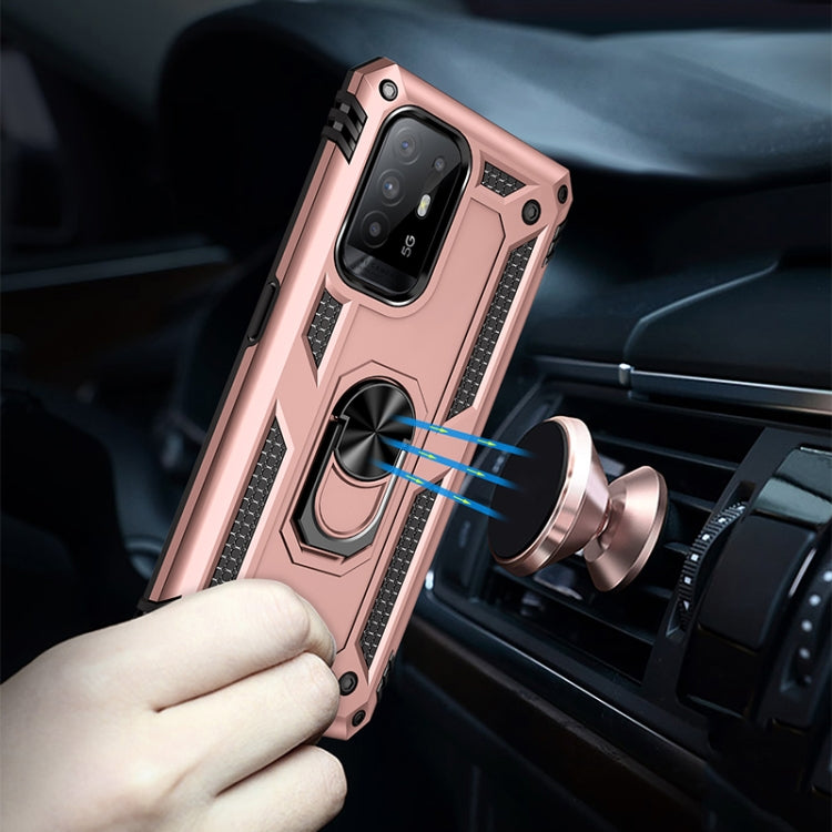 For OPPO Reno5 Z Shockproof TPU + PC Phone Protective Case with 360 Degree Rotating Holder(Rose Gold) by buy2fix