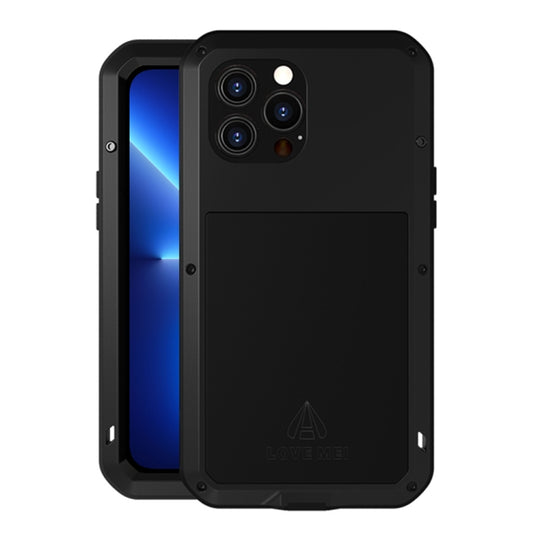 For iPhone 13 Pro Max LOVE MEI Metal Shockproof Life Waterproof Dustproof Protective Phone Case (Black)