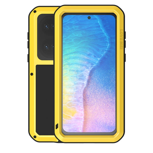 For Huawei P50 LOVE MEI Metal Shockproof Waterproof Dustproof Protective Phone Case with Glass(Yellow) - Huawei Cases by LOVE MEI | Online Shopping UK | buy2fix