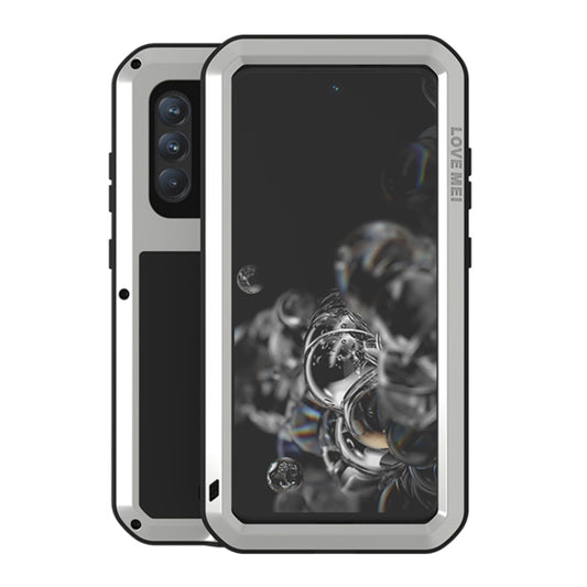 For Samsung Galaxy S21 FE LOVE MEI Metal Shockproof Waterproof Dustproof Protective Phone Case with Glass(Silver) - Galaxy Phone Cases by LOVE MEI | Online Shopping UK | buy2fix