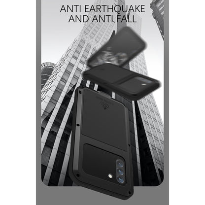 For Samsung Galaxy S21 FE LOVE MEI Metal Shockproof Waterproof Dustproof Protective Phone Case with Glass(Yellow) by LOVE MEI