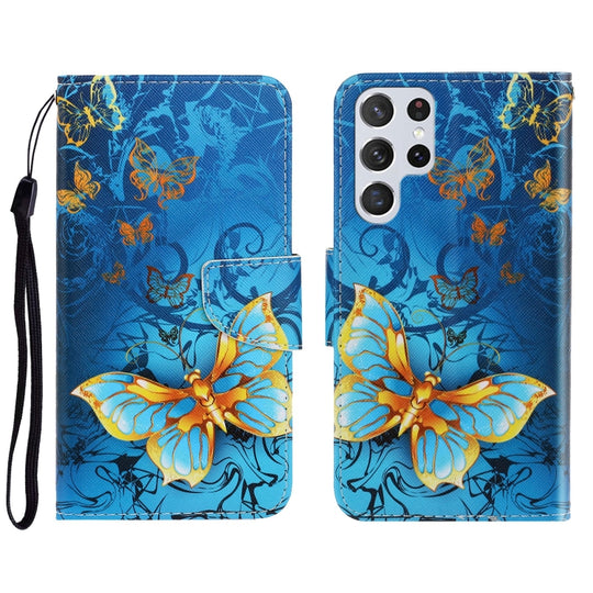 For Samsung Galaxy S22 Ultra 5G 3D Colored Drawing Horizontal Flip Leather Phone Case(Jade Butterfly)