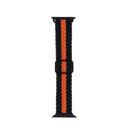 Adjustable Striped Woven Nylon Strap Watch Band For Apple Watch Ultra 49mm&Watch Ultra 2 49mm / Series 9&8&7 45mm / SE 3&SE 2&6&SE&5&4 44mm / 3&2&1 42mm(Black Orange) by buy2fix