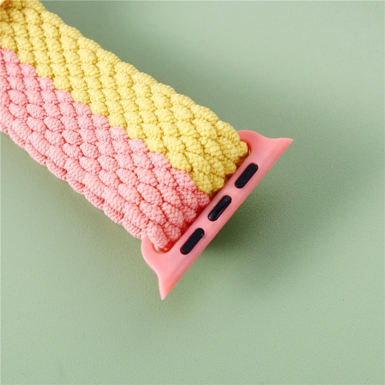 Adjustable Striped Woven Nylon Strap Watch Band For Apple Watch Ultra 49mm&Watch Ultra 2 49mm / Series 9&8&7 45mm / SE 3&SE 2&6&SE&5&4 44mm / 3&2&1 42mm(Pink Yellow) by buy2fix