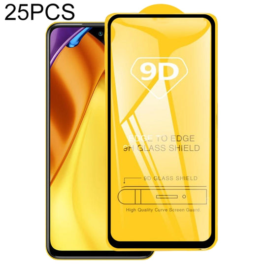 25 PCS 9D Full Glue Screen Tempered Glass Film For Xiaomi Poco M3 / Redmi 9T