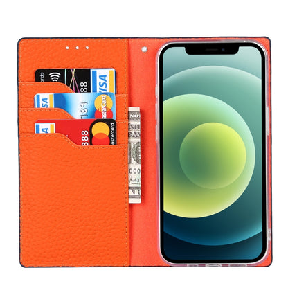 For iPhone 13 Litchi Texture Genuine Leather Phone Case With Lanyard & Holder & Card Slots & Wallet(Dark Blue) - iPhone 13 Cases by buy2fix | Online Shopping UK | buy2fix