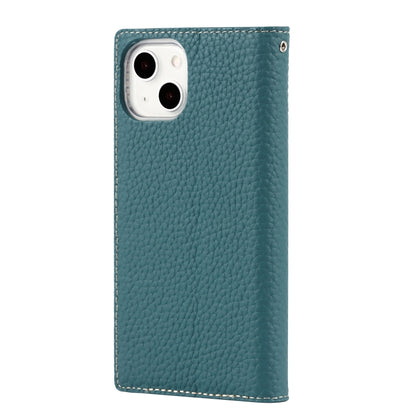 For iPhone 13 Litchi Texture Genuine Leather Phone Case With Lanyard & Holder & Card Slots & Wallet(Sky Blue) - iPhone 13 Cases by buy2fix | Online Shopping UK | buy2fix