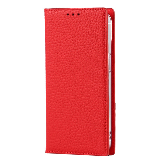 For iPhone 13 mini Litchi Texture Genuine Leather Phone Case With Lanyard & Holder & Card Slots & Wallet (Red) - iPhone 13 mini Cases by buy2fix | Online Shopping UK | buy2fix
