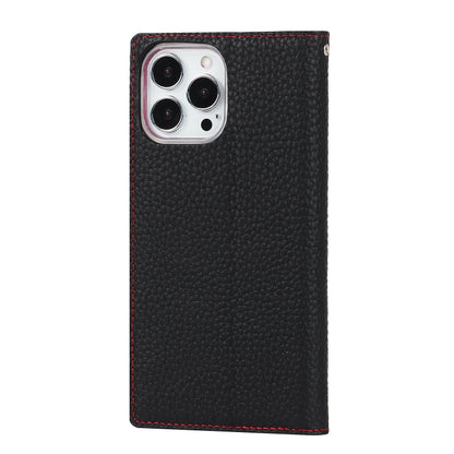 For iPhone 13 Pro Litchi Texture Genuine Leather Phone Case With Lanyard & Holder & Card Slots & Wallet (Black) - iPhone 13 Pro Cases by buy2fix | Online Shopping UK | buy2fix