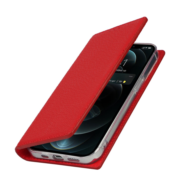 For iPhone 13 Pro Litchi Texture Genuine Leather Phone Case With Lanyard & Holder & Card Slots & Wallet (Red) - iPhone 13 Pro Cases by buy2fix | Online Shopping UK | buy2fix
