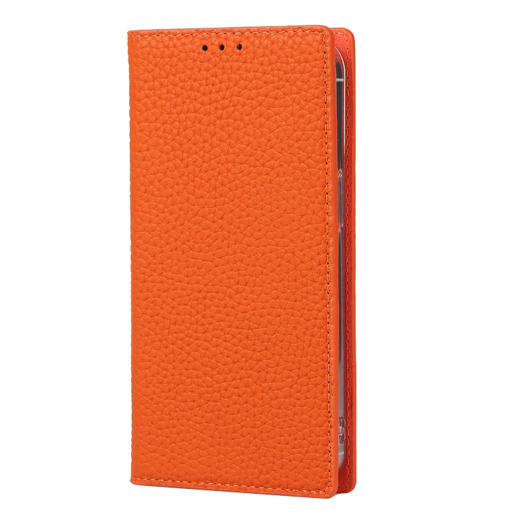 For iPhone 13 Pro Litchi Texture Genuine Leather Phone Case With Lanyard & Holder & Card Slots & Wallet (Orange) - iPhone 13 Pro Cases by buy2fix | Online Shopping UK | buy2fix