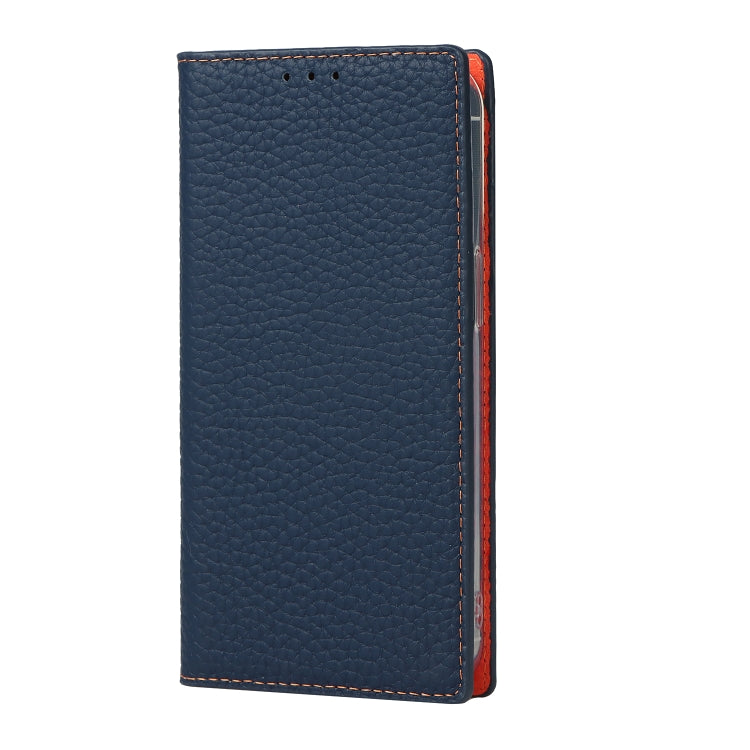 For iPhone 13 Pro Litchi Texture Genuine Leather Phone Case With Lanyard & Holder & Card Slots & Wallet (Dark Blue) - iPhone 13 Pro Cases by buy2fix | Online Shopping UK | buy2fix