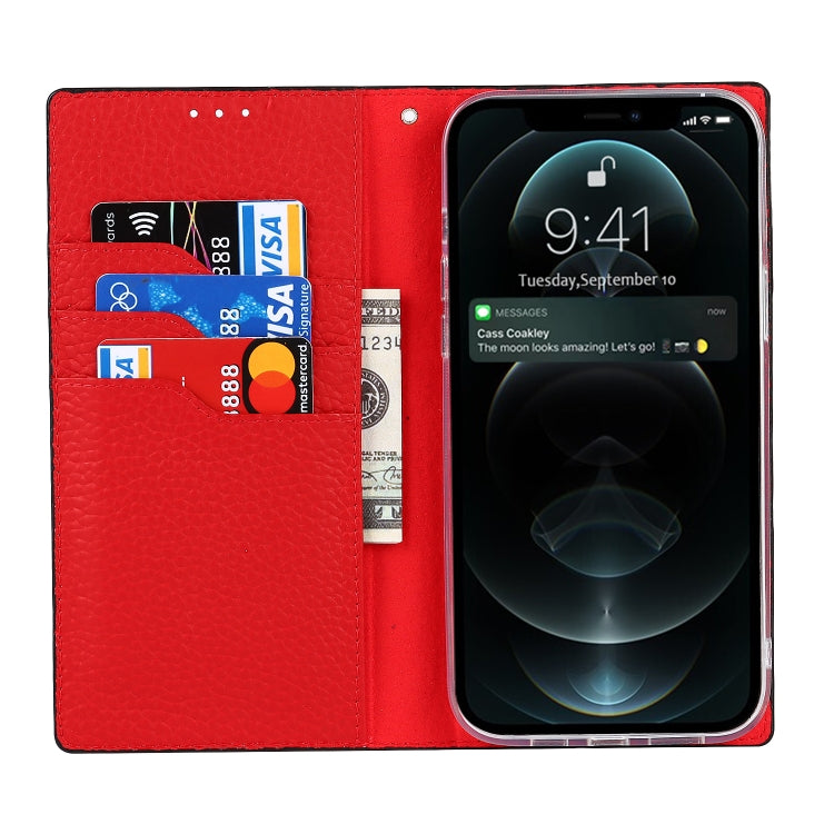 For iPhone 13 Pro Max Litchi Texture Genuine Leather Phone Case With Lanyard & Holder & Card Slots & Wallet (Black) - iPhone 13 Pro Max Cases by buy2fix | Online Shopping UK | buy2fix