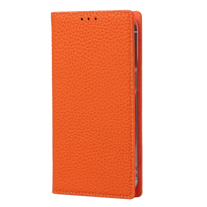 For iPhone 13 Pro Max Litchi Texture Genuine Leather Phone Case With Lanyard & Holder & Card Slots & Wallet (Orange) - iPhone 13 Pro Max Cases by buy2fix | Online Shopping UK | buy2fix