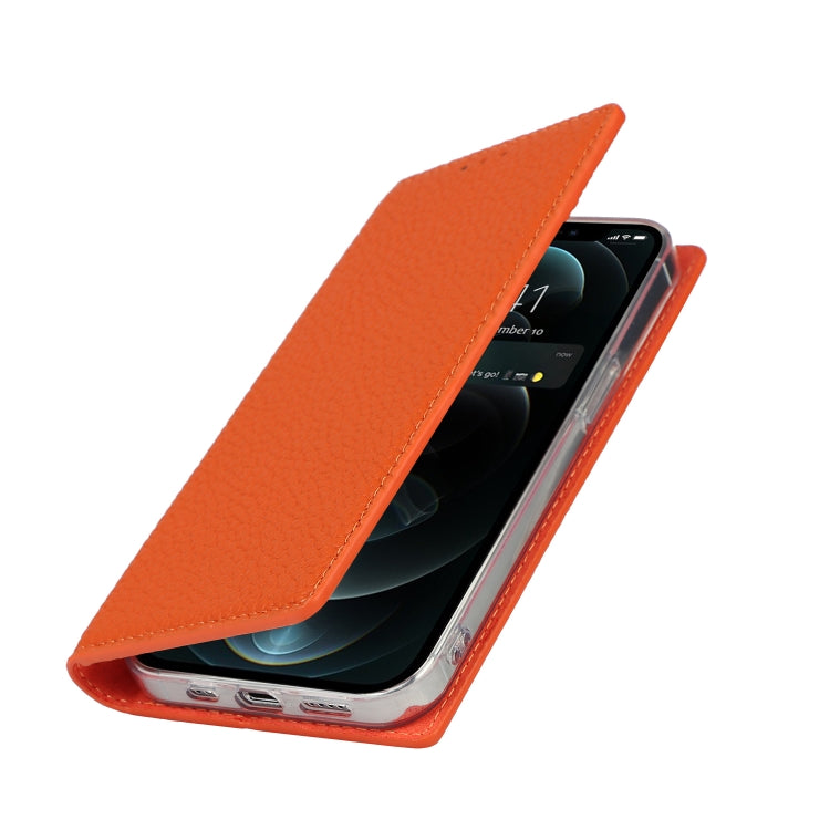 For iPhone 13 Pro Max Litchi Texture Genuine Leather Phone Case With Lanyard & Holder & Card Slots & Wallet (Orange) - iPhone 13 Pro Max Cases by buy2fix | Online Shopping UK | buy2fix