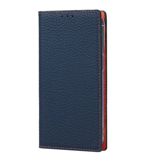 For iPhone 13 Pro Max Litchi Texture Genuine Leather Phone Case With Lanyard & Holder & Card Slots & Wallet (Dark Blue) - iPhone 13 Pro Max Cases by buy2fix | Online Shopping UK | buy2fix