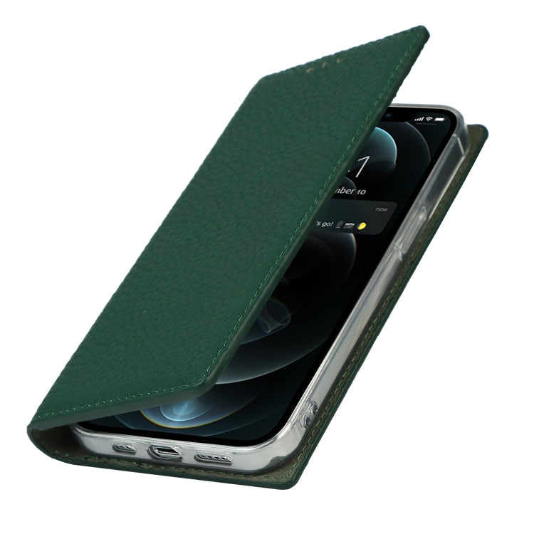 For iPhone 13 Pro Max Litchi Texture Genuine Leather Phone Case With Lanyard & Holder & Card Slots & Wallet (Dark Green) - iPhone 13 Pro Max Cases by buy2fix | Online Shopping UK | buy2fix