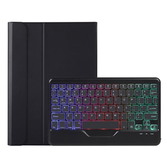 AHV7-BS Lambskin Texture Tri-color Backlight Bluetooth Keyboard Leather Tablet Case For Honor Pad V8 / Tablet V7 Pro(Black) - Huawei Keyboard by buy2fix | Online Shopping UK | buy2fix