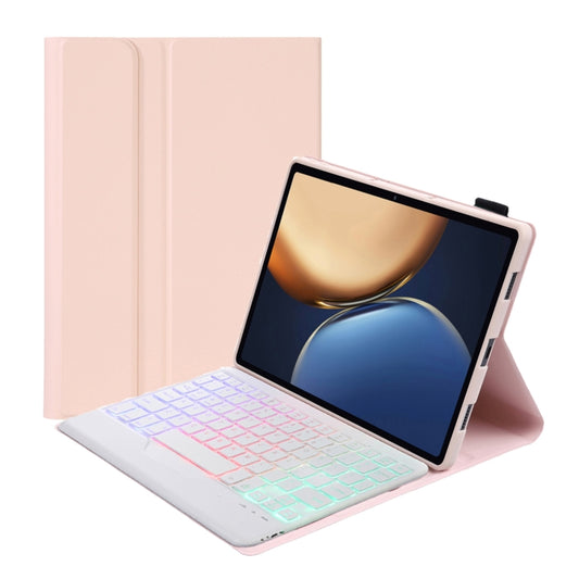 AHV7-BS Lambskin Texture Tri-color Backlight Bluetooth Keyboard Leather Tablet Case For Honor Pad V8 / Tablet V7 Pro(Pink) - Huawei Keyboard by buy2fix | Online Shopping UK | buy2fix