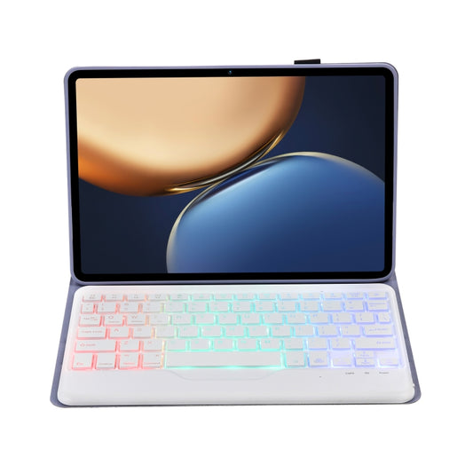 AHV7-BS Lambskin Texture Tri-color Backlight Bluetooth Keyboard Leather Tablet Case For Honor Pad V8 / Tablet V7 Pro(Purple) by buy2fix