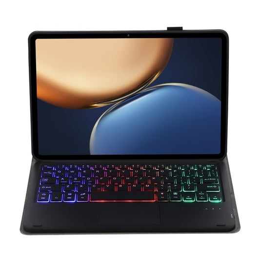 AHV7-AS Lambskin Texture Tri-color Backlight Bluetooth Keyboard Leather Tablet Case with Touchpad For Honor Pad V8 / Tablet V7 Pro(Black) by buy2fix