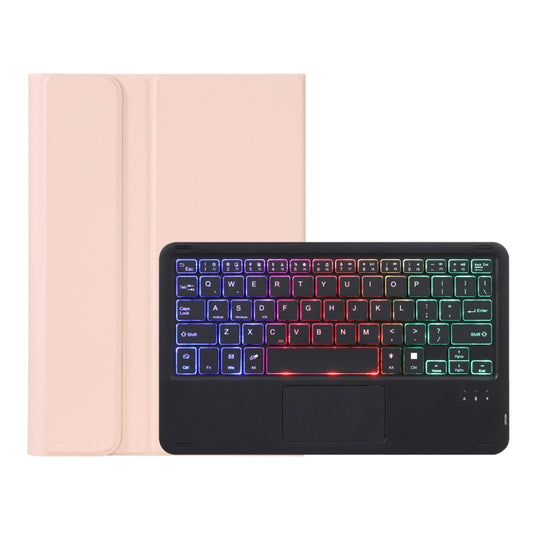 AHV7-AS Lambskin Texture Tri-color Backlight Bluetooth Keyboard Leather Tablet Case with Touchpad For Honor Pad V8 / Tablet V7 Pro(Pink) - Huawei Keyboard by buy2fix | Online Shopping UK | buy2fix