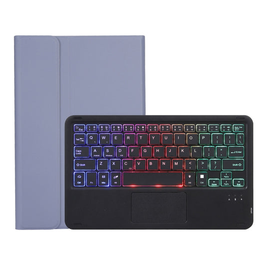 AHV7-AS Lambskin Texture Tri-color Backlight Bluetooth Keyboard Leather Tablet Case with Touchpad For Honor Pad V8 / Tablet V7 Pro(Purple) - Huawei Keyboard by buy2fix | Online Shopping UK | buy2fix