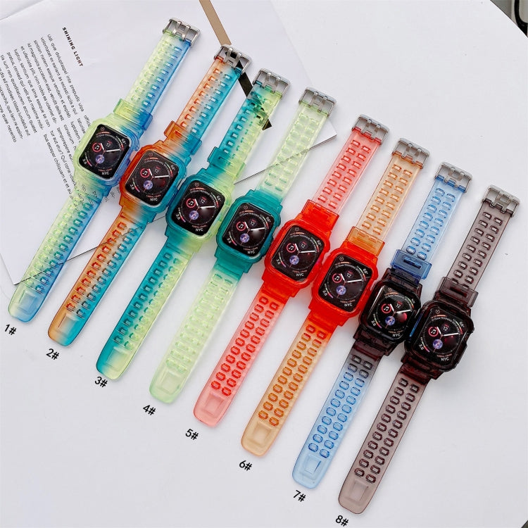 Jelly Gradient Transparent TPU Strap Watch Band For Apple Watch Ultra 49mm&Watch Ultra 2 49mm / Series 9&8&7 45mm / SE 3&SE 2&6&SE&5&4 44mm / 3&2&1 42mm(4) by buy2fix